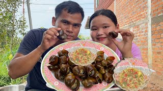 Eating Snails Fried Mukbang  Delicious Steamed Snails [upl. by Brothers]