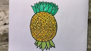 How to draw pineapple 🍍 using with Protractor  Easy to draw pineapple 🍍 [upl. by Laurentium188]