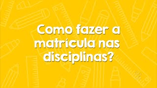 SIGAA Como fazer a matrícula nas disciplinas [upl. by Zedekiah]