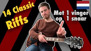 Makkelijke Gitaar Riffs voor beginners  14 gitaarliedjes op 1 snaar [upl. by Eednak]