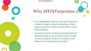 Mineral Turpentine Oil MTO Manufacturing Business Idea  MTO विनिर्माण व्यापार विचार [upl. by Luapnaes795]