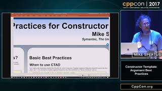 CppCon 2017 Mike Spertis “Constructor Template Argument Deduction Best Practices” [upl. by Odo37]