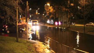 Flooded road in Abercarn south Wales [upl. by Zsamot]