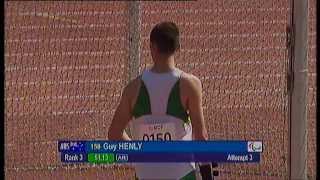 Athletics  Guy Henly  mens discus throw F3738 final  2013 IPC Athletics World C [upl. by Mohun]