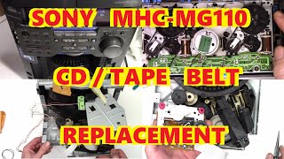 SONY COMPACT COMPONENT SYSTEM MHCMG110 CD AND TAPE WILL NOT PLAY SQUEALS [upl. by Eenej805]