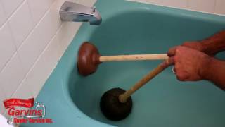 Garvins  How to Plunge a Clogged Tub Drain [upl. by Dupin]