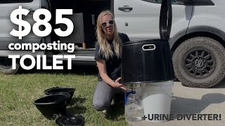 NO BUILD under 100 URINE DIVERTING Toilet  DIY Composting Toilet for FULL TIME TRAVEL [upl. by Wendel634]