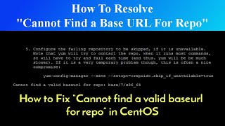 How To Resolve Error Cannot Find a Base URL For Repo in CentOS 7 [upl. by Efthim568]