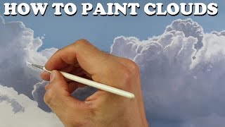 How to paint clouds  tutorial on how to paint strong highlighted clouds realistic in oil [upl. by Buke]