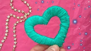 ♡ HARTJE KNUTSELEN VAN WOL amp KARTON ♡ VALENTIJNSDAG  MOEDERDAG ♡ DIY HEART CARDBOARD amp WOOL [upl. by Snave]