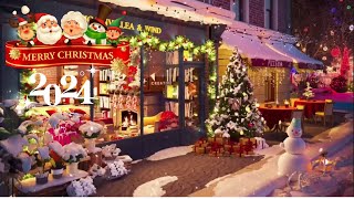 🎄 Cozy Christmas Street Ambience  Soft Holiday Music amp Snowfall  Festive Shopfront 🎅❄️ [upl. by Aedni610]