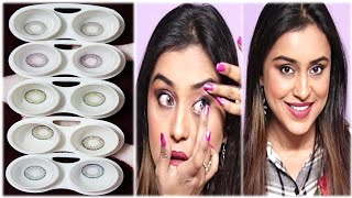 Freshlook 5 COLORED LENSES TRIAL for DARK  Black EYES I Indian Dusky Brown GIRLS I Tumpa Banerjee [upl. by Thissa]