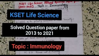 KSET Life science solved question paper from 2013 to 2021Immunology [upl. by Shelton]