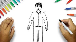 How to draw a man EASY to follow  How to draw people  How To Draw A Person for neuro exam [upl. by Ahsasal402]