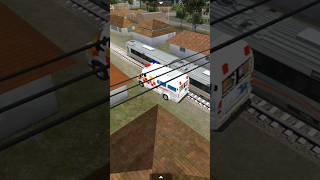 Train vs ambulence bussimulatorindonesia automobile bussid ambulance gaming ets2 busgames [upl. by Ainoek]