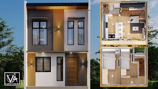 2 STOREY SMALL HOUSE DESIGN 2 BEDROOM 4 6X5 METERS [upl. by Atiekal]