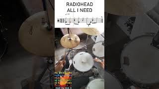 Radiohead  All I Need  Drum Beat with sheet music fyp shorts drums [upl. by Ahseela]