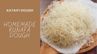 How To Make Kunafa Dough Homemade Kataifi Pastry  Shredded Phyllo Dough [upl. by Hsiri535]