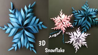 DIY 3D Paper Snowflake  christmas crafts  how to make 3D snowflake  Paper decoration crafts [upl. by Marozik497]