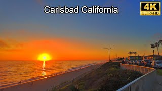 4K Sunset at Carlsbad Beach California  Stunning Coastal Views in San Diego [upl. by Menashem314]