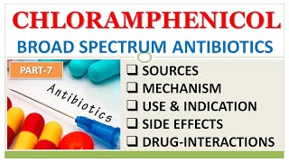 CHLORAMPHENICOL  ANTIBIOTICS PART7  SOURCE  MECHANISM  USE amp INDICATION  SIDE EFFECTS [upl. by Cressi404]