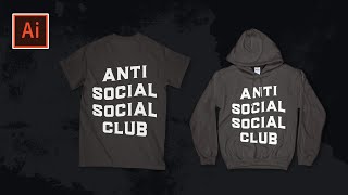 How to make ANTI SOCIAL club LOGO in illustrator [upl. by Jakie]