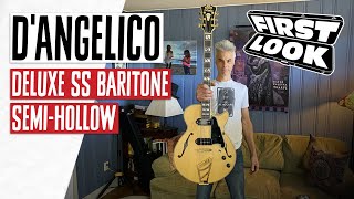 DAngelico Deluxe SS Baritone SemiHollowbody Demo  First Look [upl. by Barina]