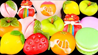 ASMR FRUIT WAGASHI FRUIT RICE CAKE PEACH MOCHI STRAWBERRY MOCHI MUKBANG 먹방 REAL EATING SOUNDS [upl. by Rainer365]