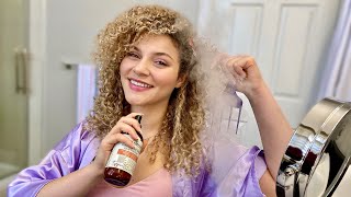 MY EASY 10 MINUTE CURLY HAIR REFRESH  MAKEUP ROUTINE wake up with me [upl. by Imhskal]