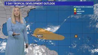 Medium chance of development in the Tropics Warmer than normal Monday before big cooldown midweek [upl. by Granniah]