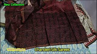 Chanderi Silk Sarees New collection।। Hand Block Print।। free Shipping।।New print by Prashant sarees [upl. by Davey]