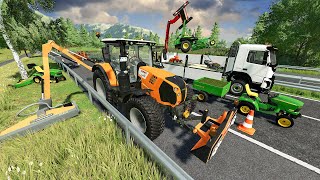 Paysagiste VOIRIE  Minitondeuses en action amp éparage dautoroute  Farming Simulator 22 [upl. by Inneg]