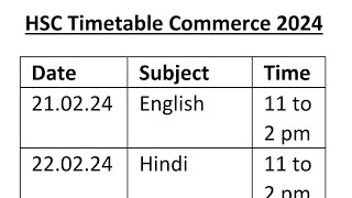 Detailed Explaination of the HSC Board Exam Timetable  Timetable 2024  Commerce viral timetable [upl. by Enelyad]