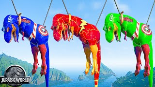 One Spiderman TRex vs Other Big Colorful Dinosaurs in Jurassic World IRex vs TRex Dino Fight [upl. by Gazo613]