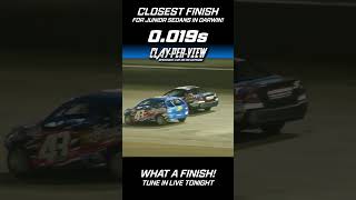 CPV SHORTS  Closest Junior Sedan Finish in Darwin EVER speedway dirttrackracing carracing [upl. by Chilt899]