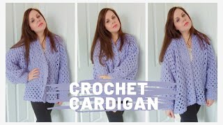 CROCHET LILAC HEXAGON CARDIGAN  Crochet The Lavender Hexagon Cardigan amp Free Written Pattern [upl. by Odlavso]