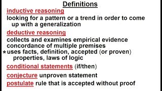 Geometry  Ch 2 Proofs and Reasoning 1 of 46 Definitions [upl. by Ahasuerus]