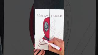 Realism Vs Horror Asmr drawing🖌️ of Deadpool drawing challenge part 1 comment for next part shorts🎉 [upl. by Ttenna]