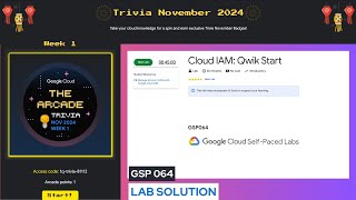 Cloud IAM Qwik Start Lab Solution  GSP064  Arcade Trivia Week 1  Free Google Swags [upl. by Inalaek222]