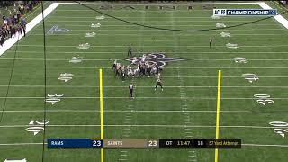 Greg Zuerlein Kicks Game Winning 57 Yard FG to Send Rams to the Super Bowl [upl. by Wertheimer]