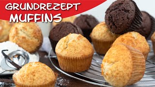 Muffins Grundrezept  fluffig und so einfach Saftige Muffins backen Vanille amp Schoko [upl. by Floridia956]