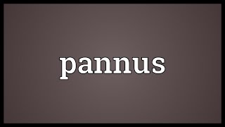 Pannus Meaning [upl. by Fotinas]