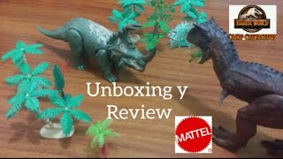 Jurássic World Camp Cretaceous sinoceratops verde MattelUnboxing y Review [upl. by Odella828]