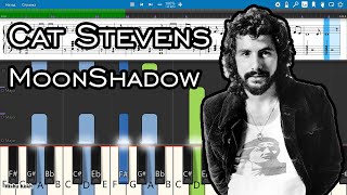 Cat Stevens  MoonShadow Piano Tutorial  Sheets  MIDI Synthesia [upl. by Hoban]