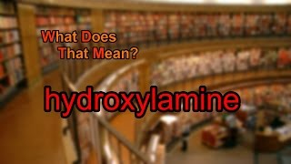 What does hydroxylamine mean [upl. by Skoorb]