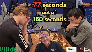 Why did Magnus Carlsen think for 77 seconds in a 3 minute game  Carlsen vs Yu Yangyi [upl. by Wheeler]