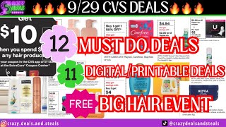 🔥929 CVS 12 MUST DO DEALS🎉NEW GLITCHES amp MM’S  1040 HAIR EVENT FREEBIE CVS Couponing [upl. by Newmann]