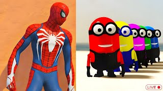 GTA 5 Epic Ragdolls RED SPIDERMAN VS RED MINION VS GREEN MINION Euphoria Physics amp Funny Fails [upl. by Perretta929]