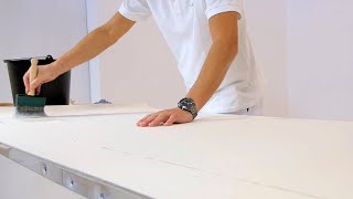 How to hang wallpaper with paper backing  Pasting the product [upl. by Shelagh]