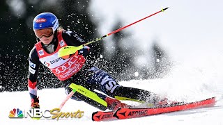 Mikaela Shiffrin ends epic season with comefrombehind World Cup slalom win  NBC Sports [upl. by Trik146]